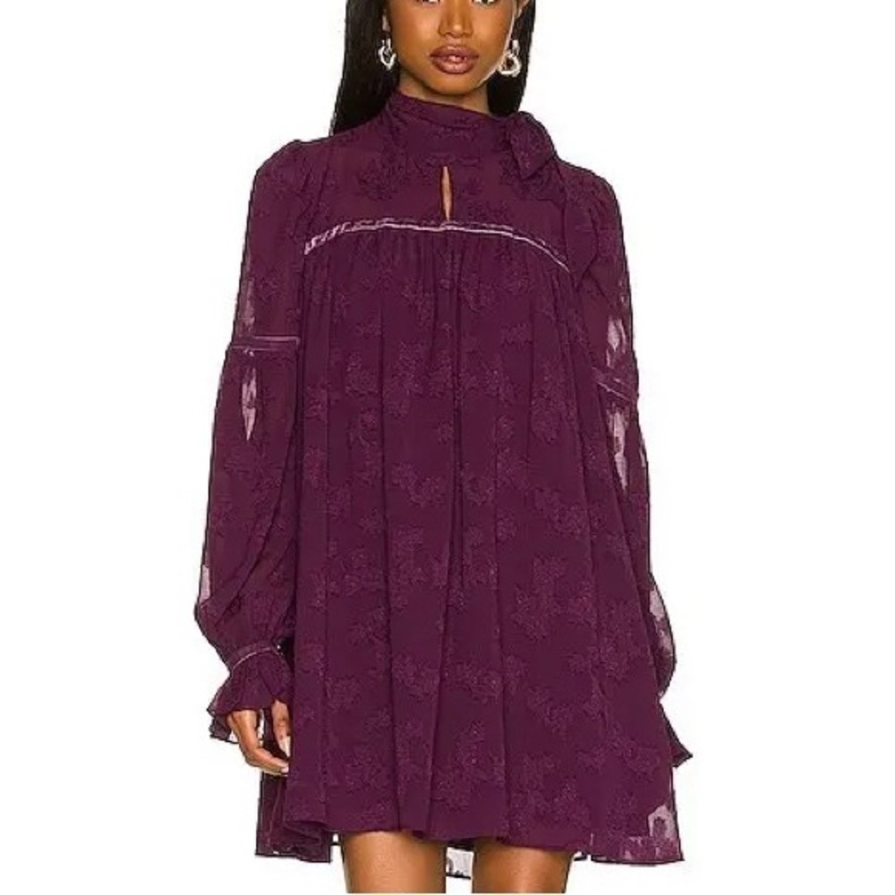 NWT Revolve Tularosa Sienna Purple Lace Long Sleeve Mini Dress Size XL